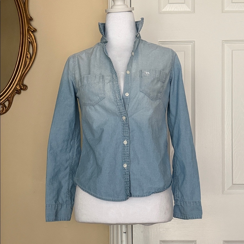 Abercrombie Kids ombré cotton Collar Shirt Size Large Girls Button Cuffs